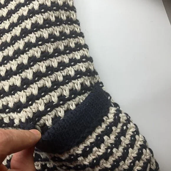 Ann Taylor Loft Medium Navy Cream Open Front Cardigan Chunky Sweater - Picture 5 of 9